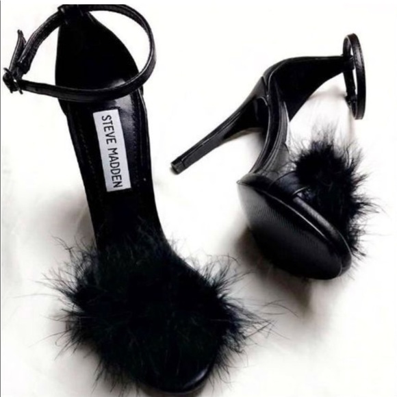 Steve Madden Black Fuzzy Stilettos - Picture 1 of 1